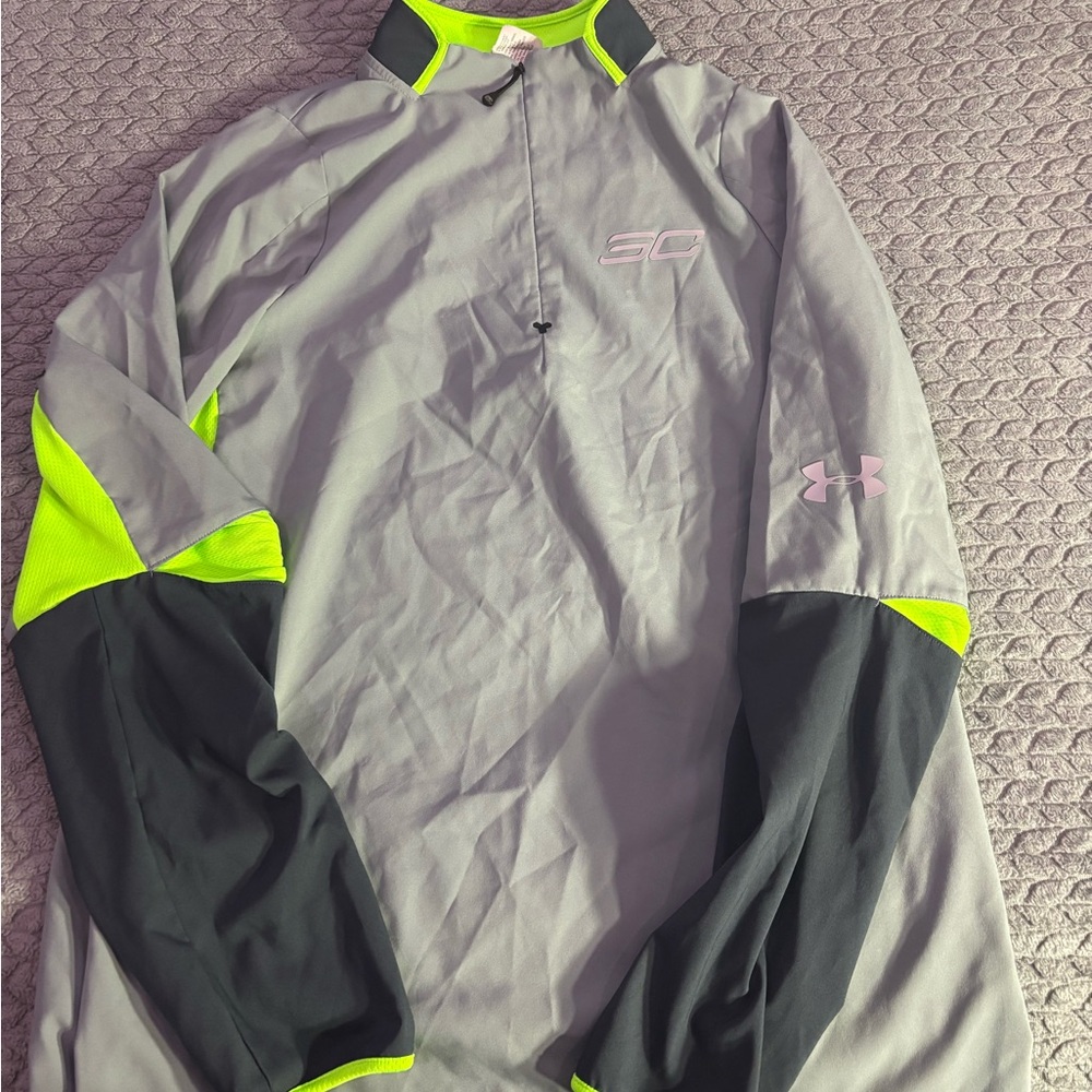Under Armour Men's Gray and lime green Stephen Curry 3/4 quarter zip jacket